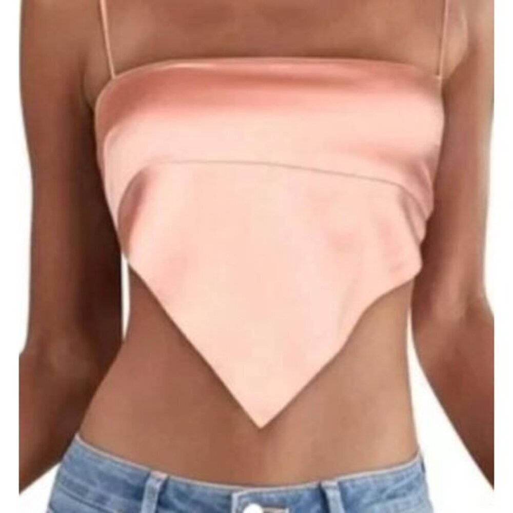 Danielle Bernstein Handkerchief Tank Top Women Size Medium Tie Back Strappy